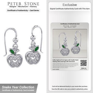 Celtic Spiritual Fruit Apple with Double Heart Sterling Silver Earrings with Gemstone TER2235